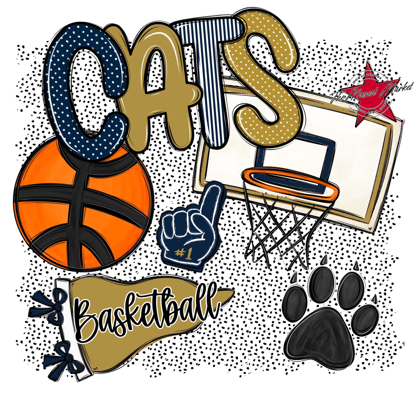 Cats Basketball Spirit-Navy & Gold
