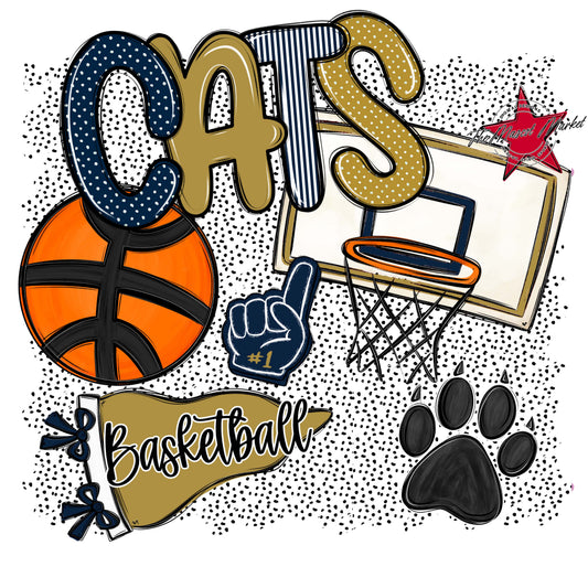 Cats Basketball Spirit-Navy & Gold