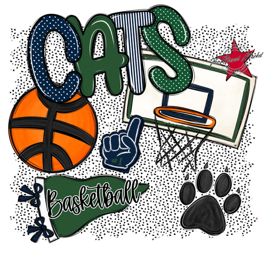 Cats Basketball Spirit-Navy & Green