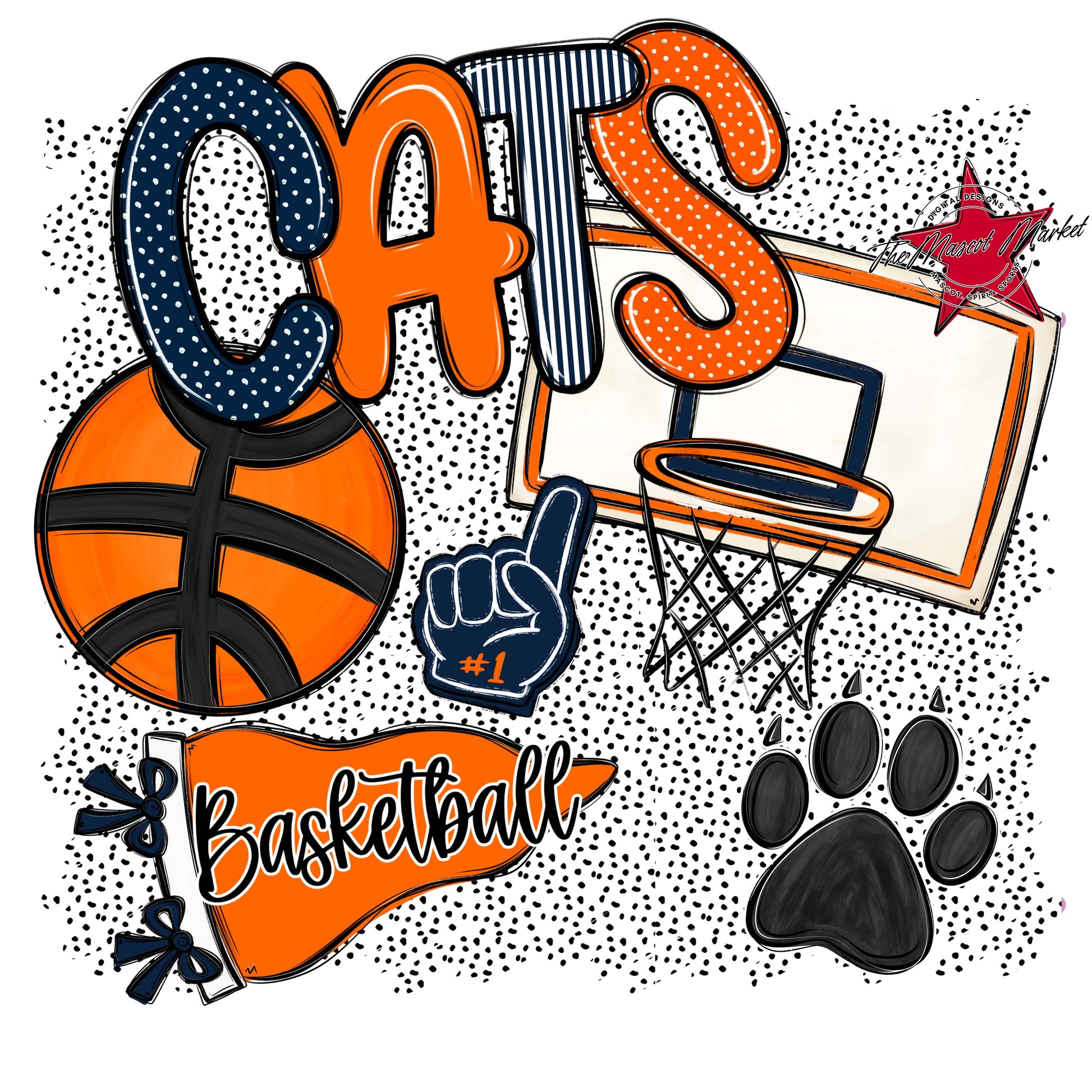 Cats Basketball Spirit-Navy & Orange