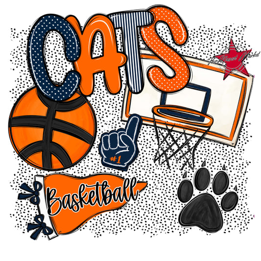 Cats Basketball Spirit-Navy & Orange