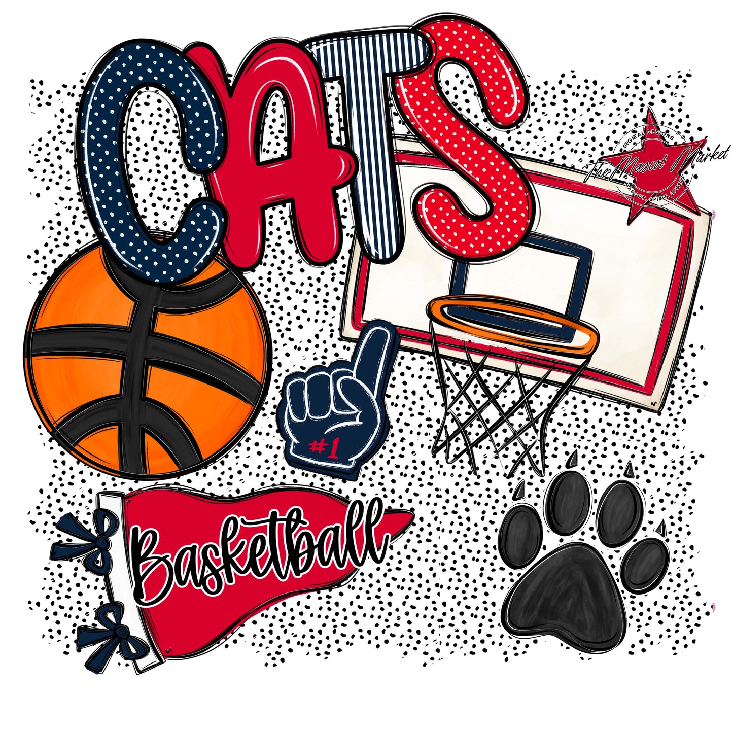 Cats Basketball Spirit-Navy & Red