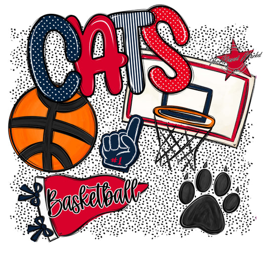 Cats Basketball Spirit-Navy & Red