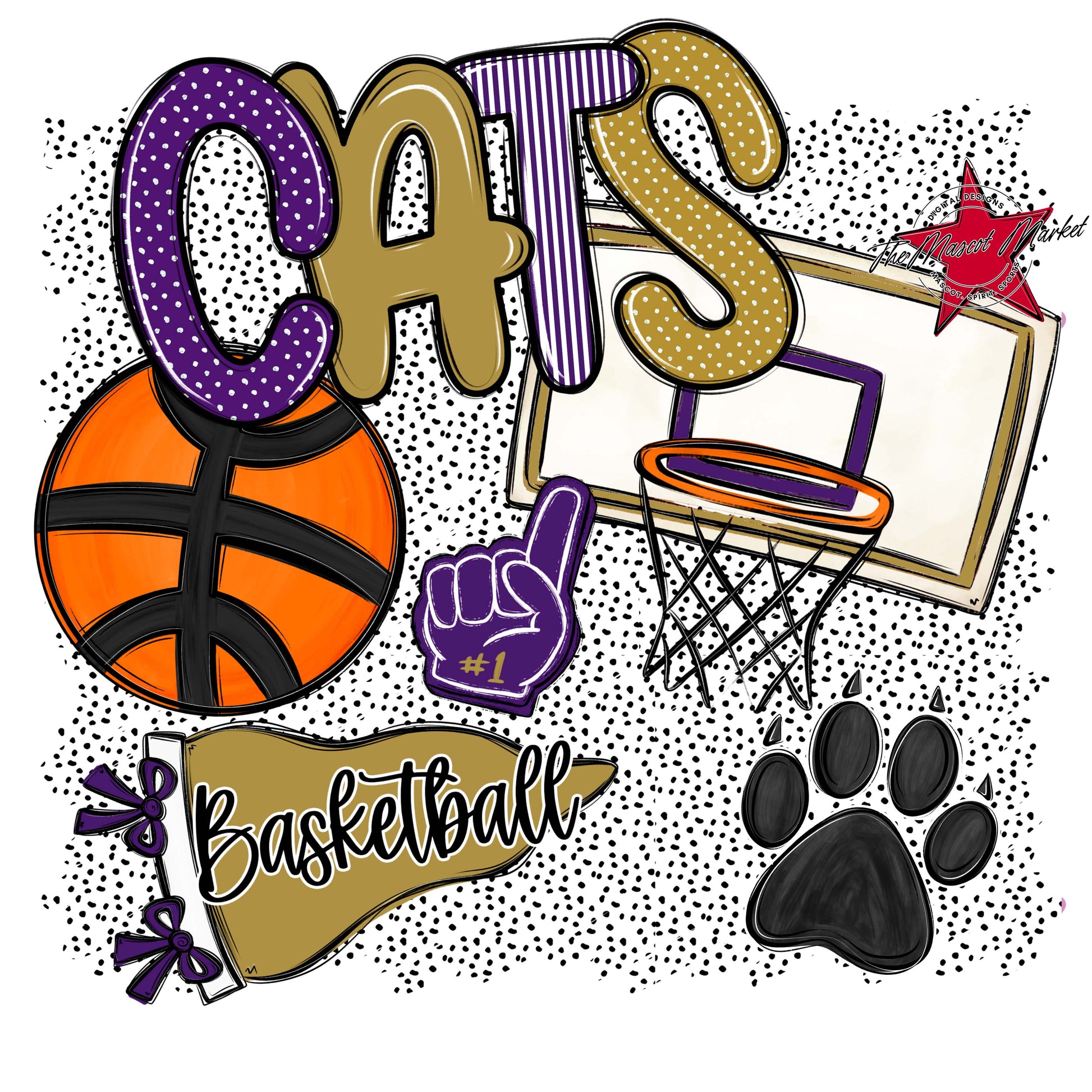 Cats Basketball Spirit-Purple & Gold
