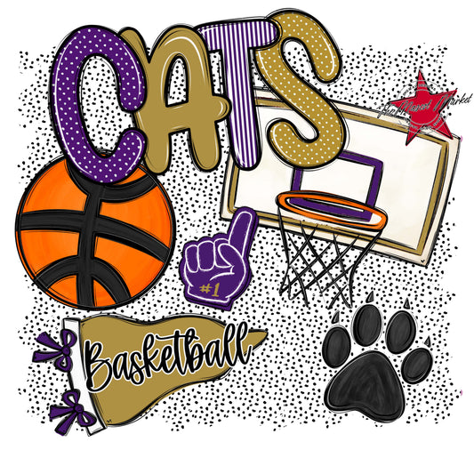 Cats Basketball Spirit-Purple & Gold