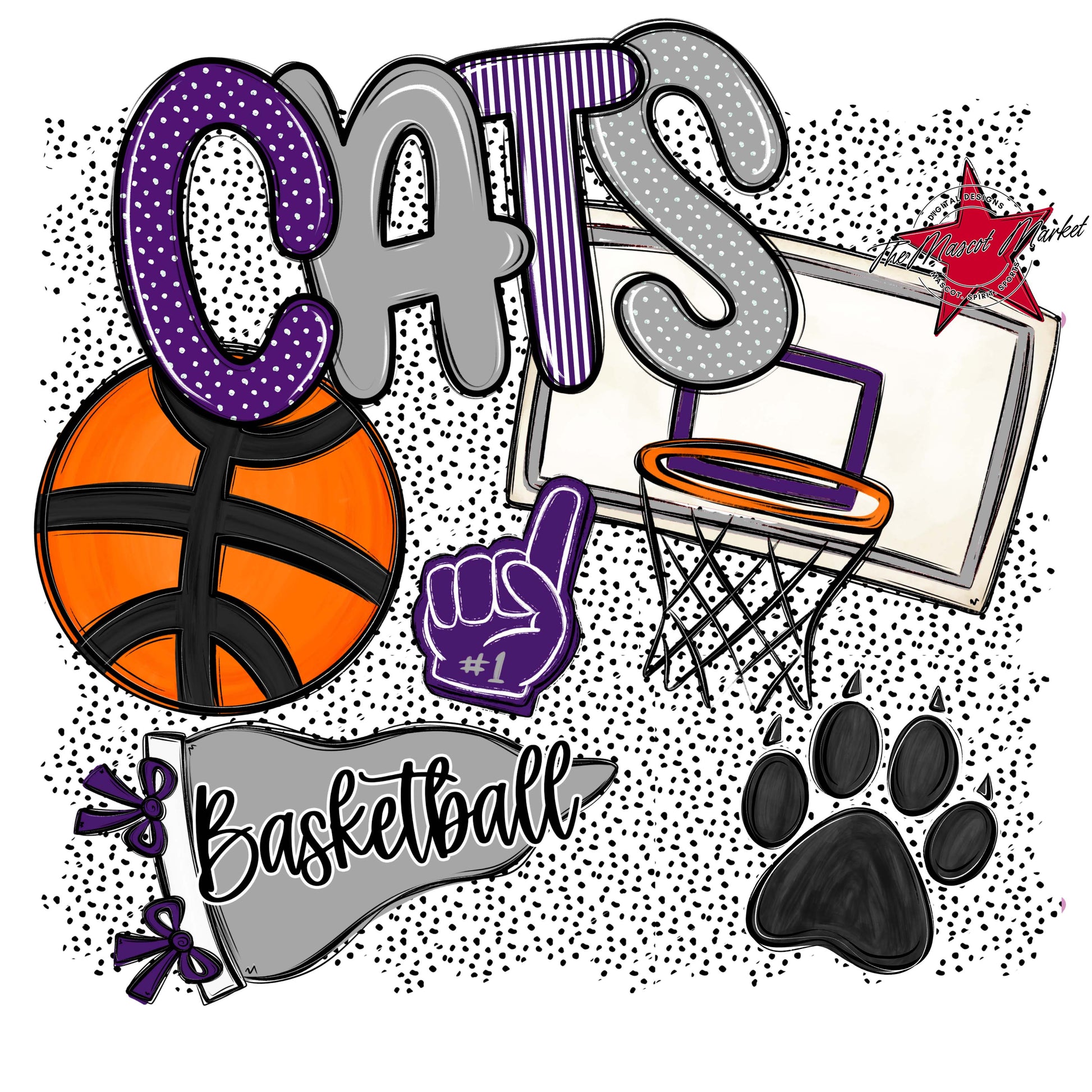 Cats Basketball Spirit-Purple & Grey