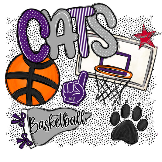 Cats Basketball Spirit-Purple & Grey
