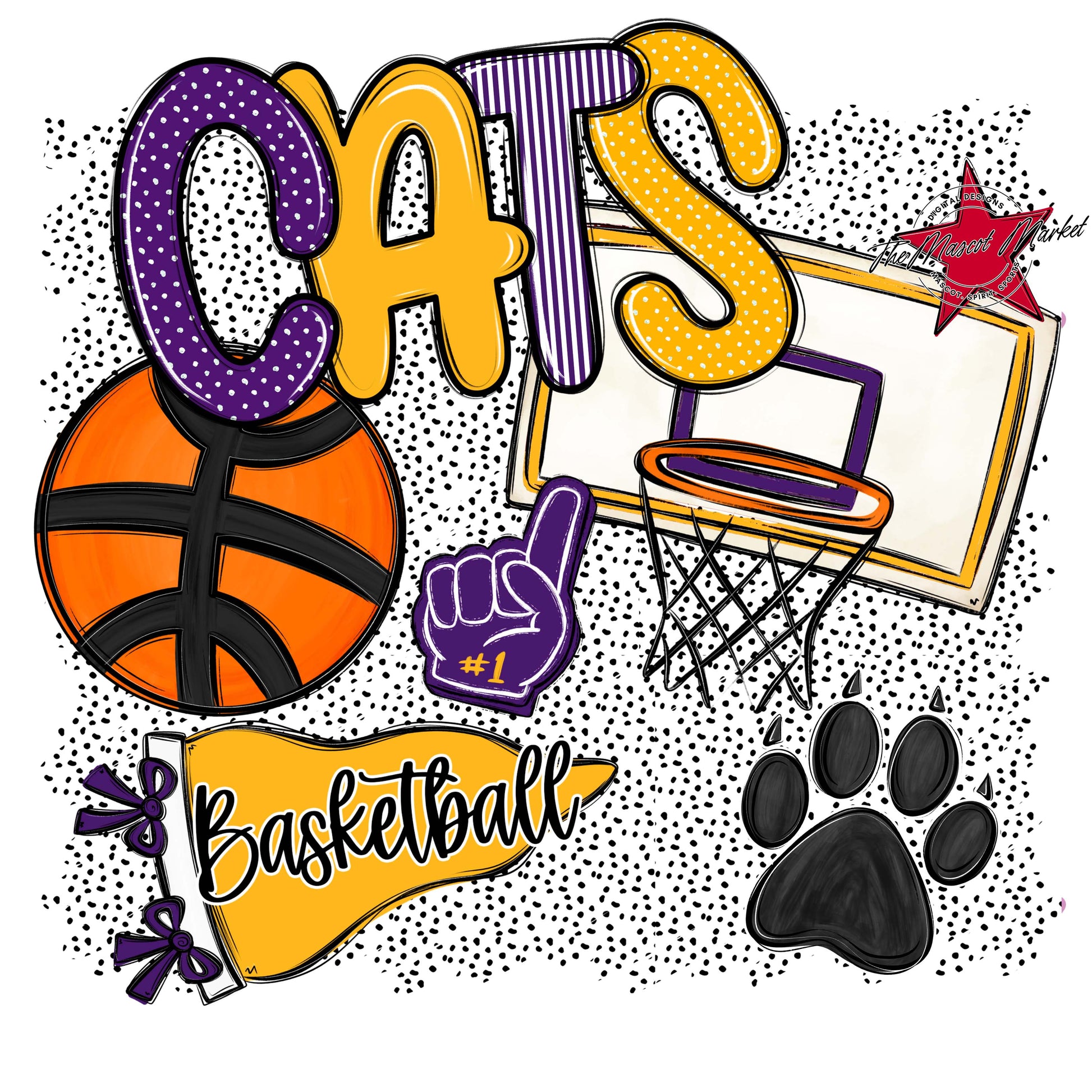 Cats Basketball Spirit-Purple & Yellow