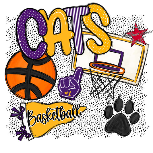 Cats Basketball Spirit-Purple & Yellow