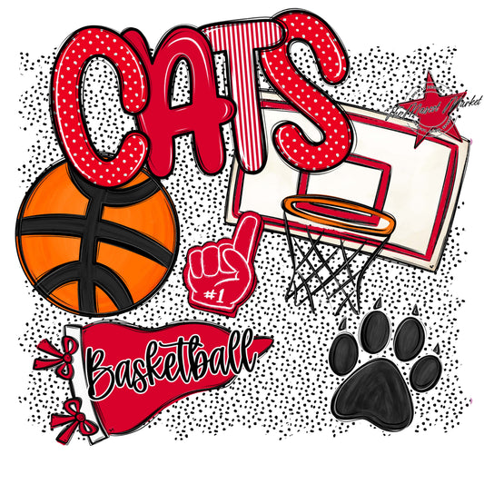 Cats Basketball Spirit-Red
