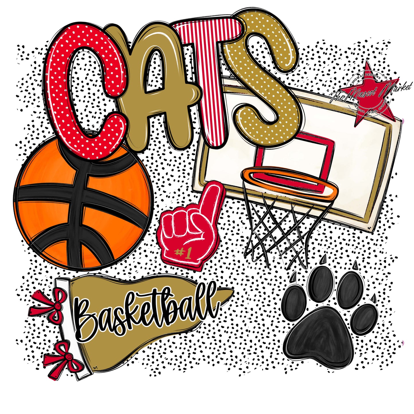 Cats Basketball Spirit-Red & Gold
