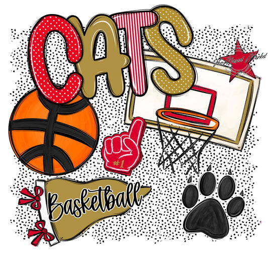 Cats Basketball Spirit-Red & Gold