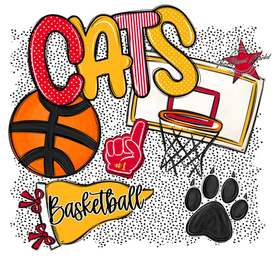 Cats Basketball Spirit-Red & Yellow