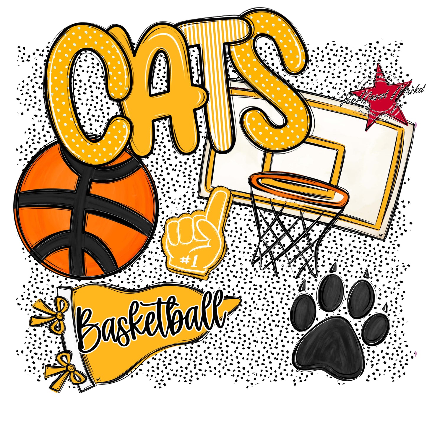 Cats Basketball Spirit-Yellow
