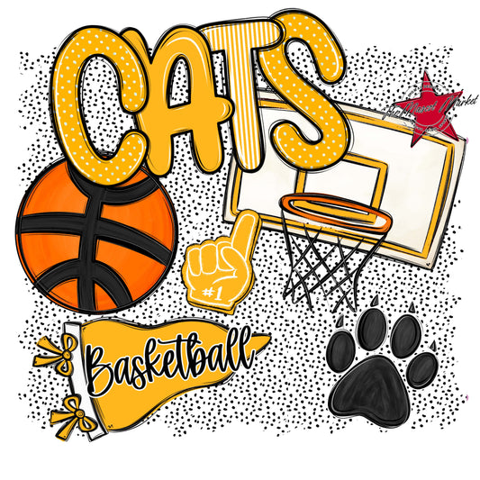 Cats Basketball Spirit-Yellow