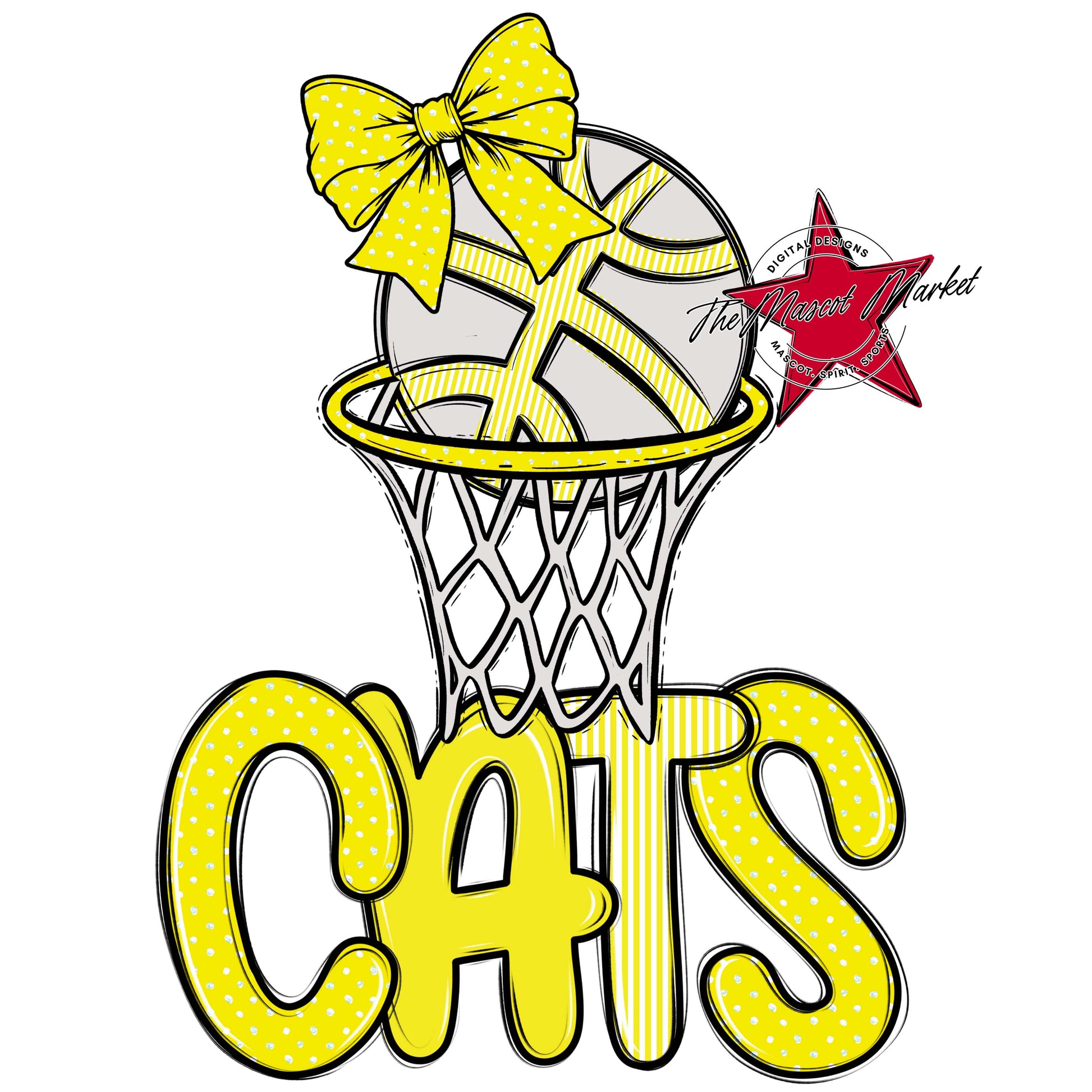 Cats Basketball Spirit Design-Bright Yellow