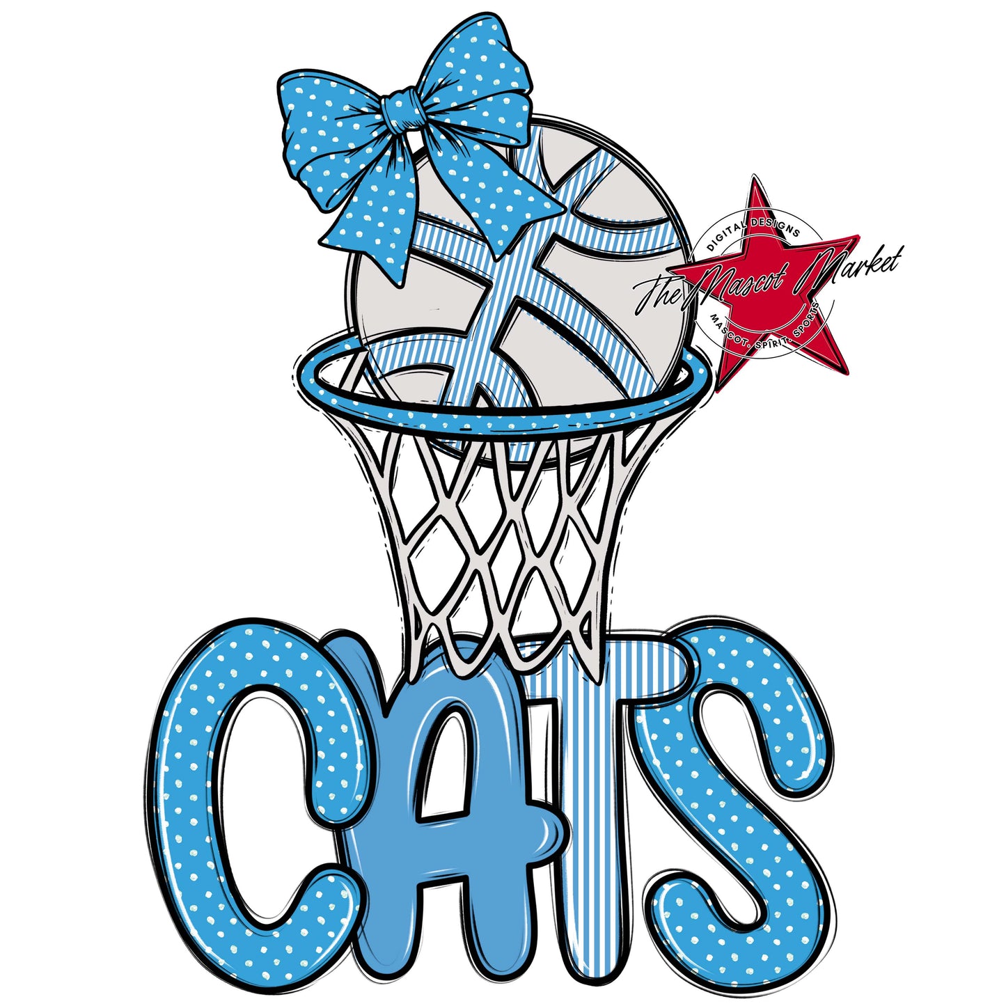 Cats Basketball Spirit Design-Carolina Blue