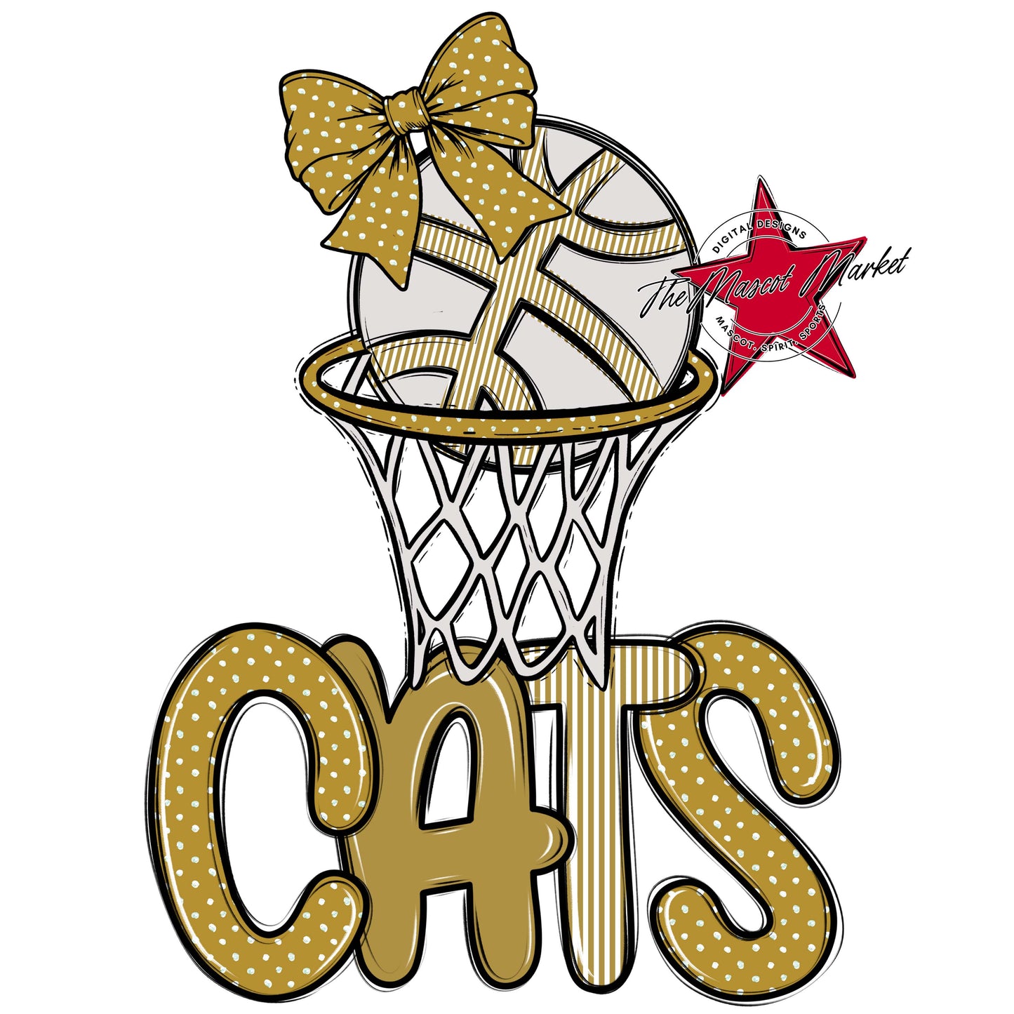 Cats Basketball Spirit Design-Gold