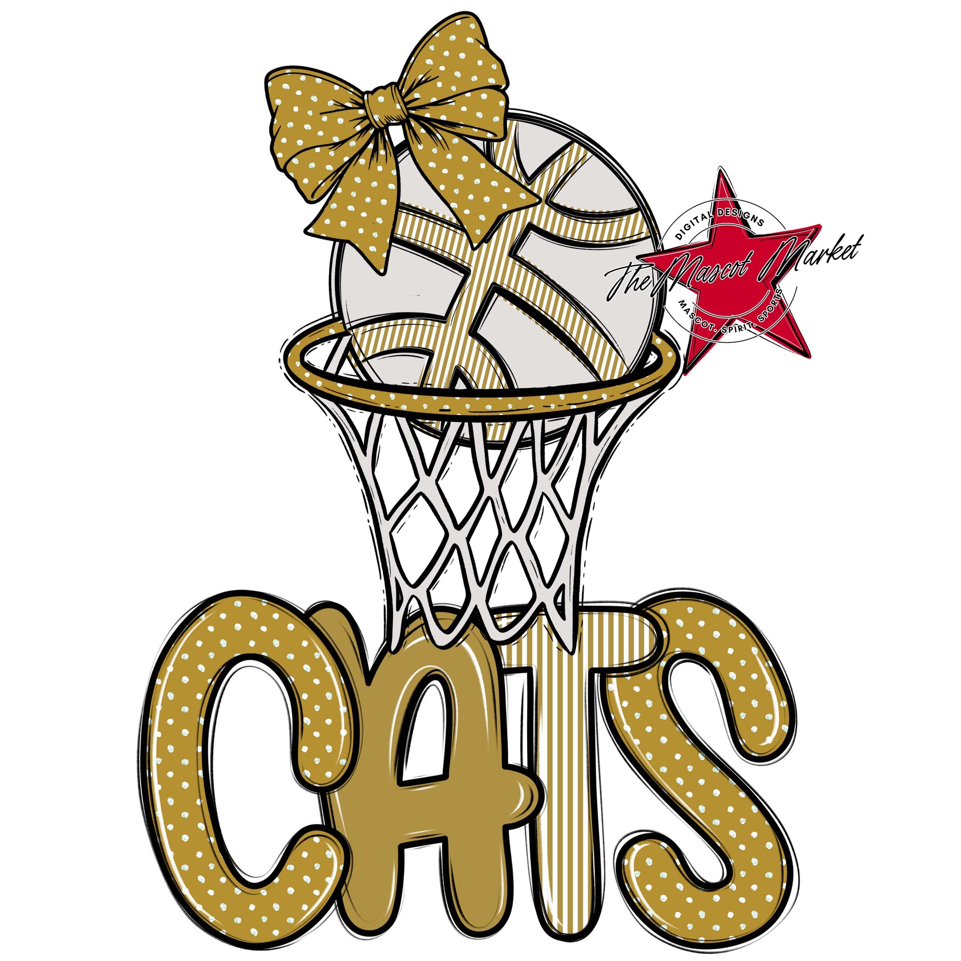 Cats Basketball Spirit Design-Gold
