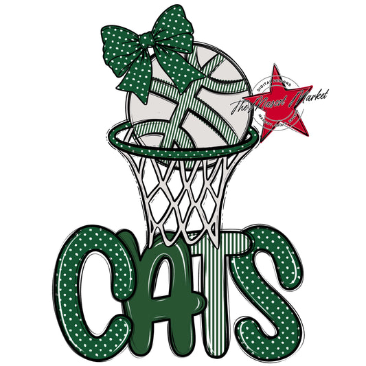 Cats Basketball Spirit Design-Green