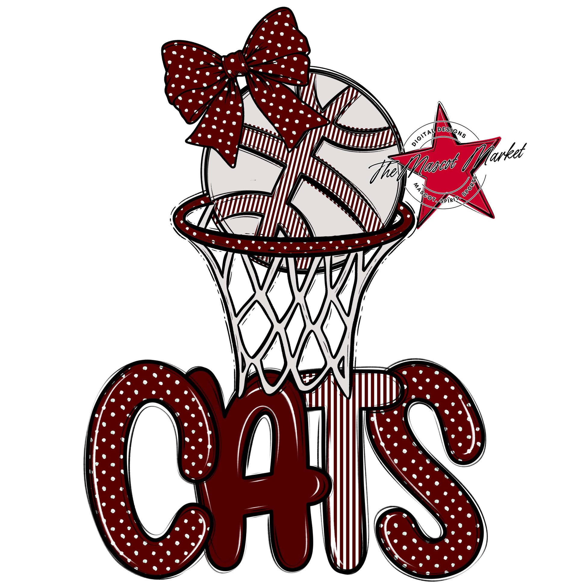 Cats Basketball Spirit Design-Maroon