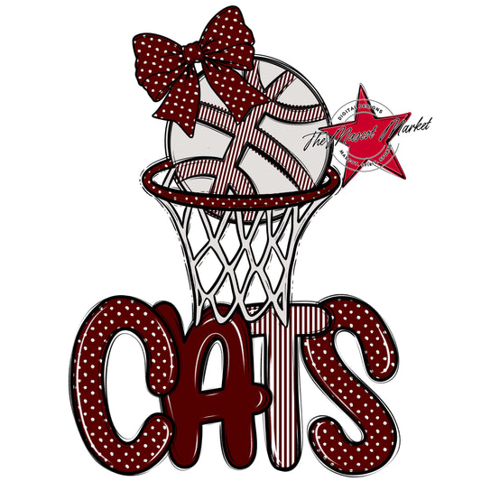 Cats Basketball Spirit Design-Maroon