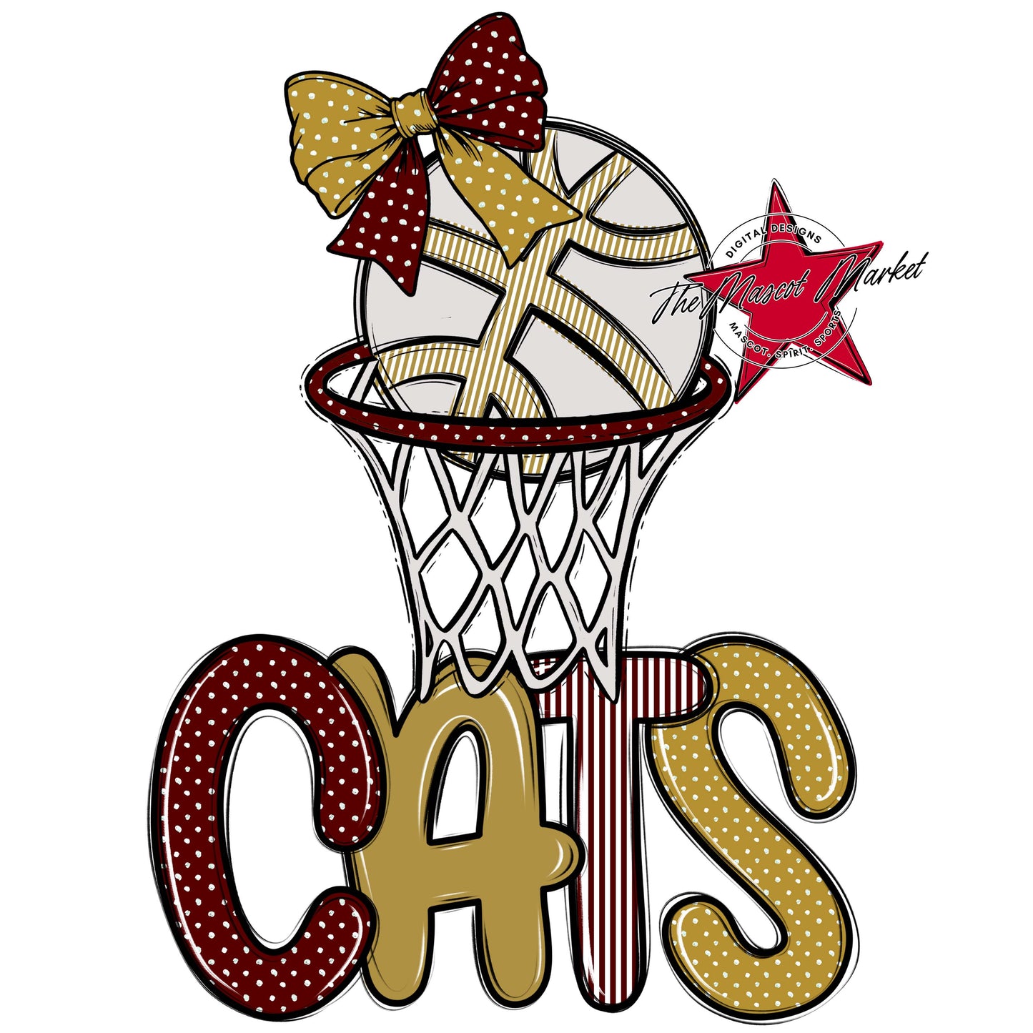 Cats Basketball Spirit Design-Maroon & Gold