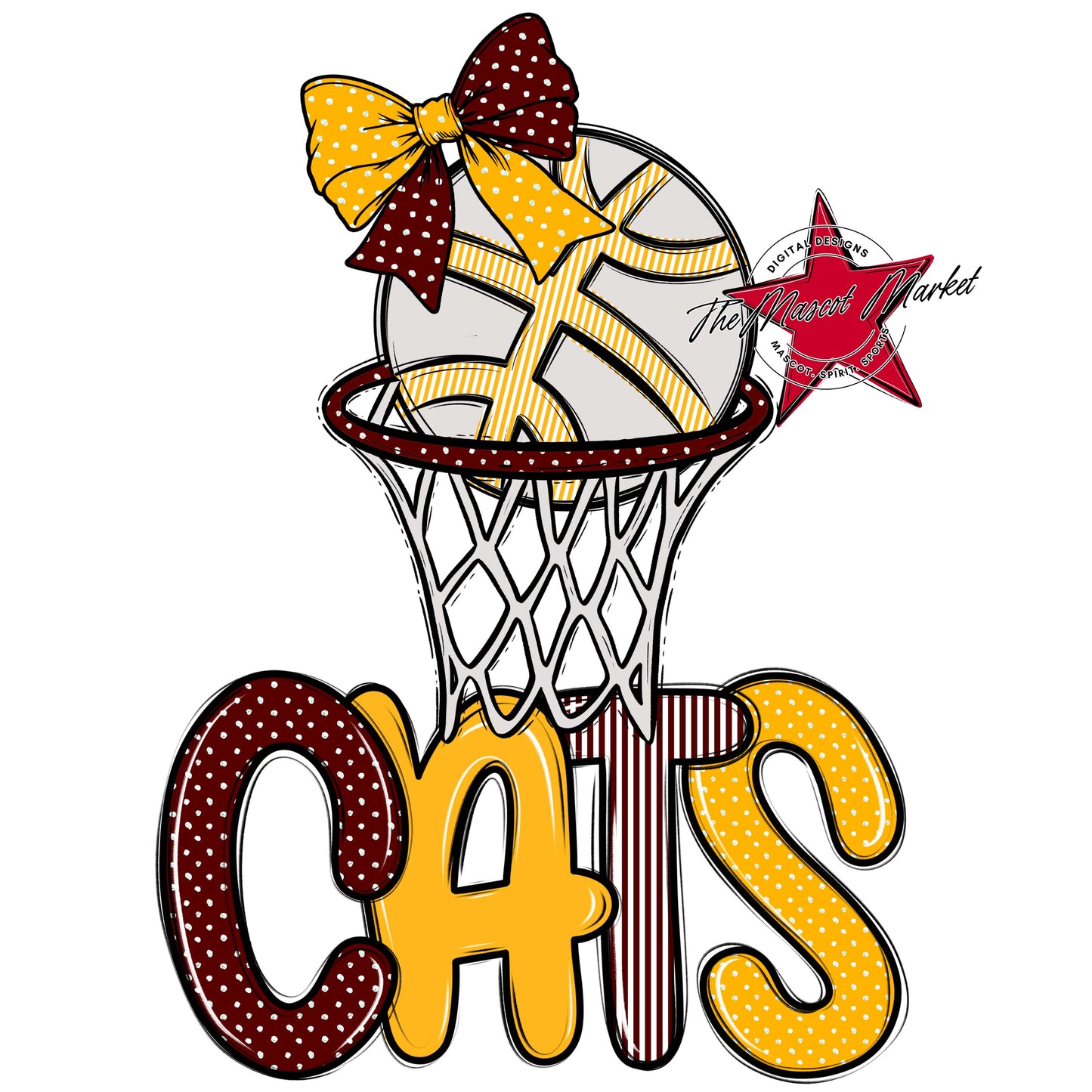 Cats Basketball Spirit Design-Maroon & Yellow