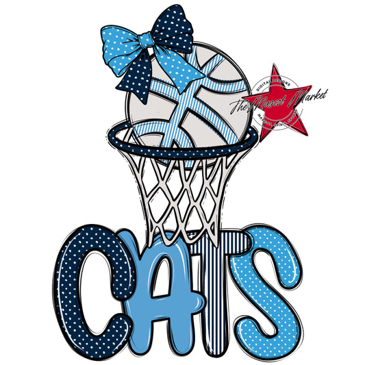 Cats Basketball Spirit Design-Navy & Carolina Blue