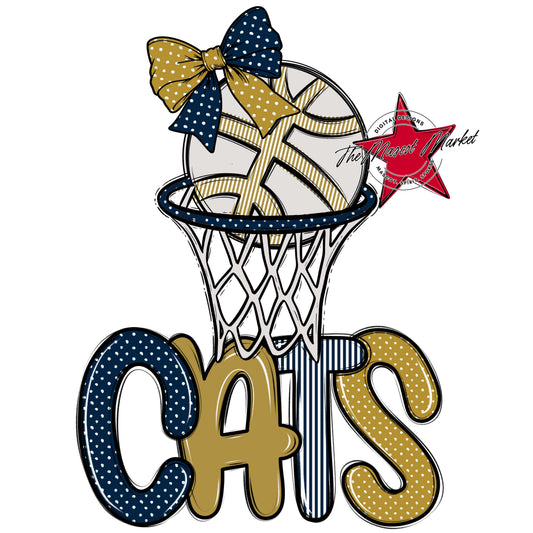 Cats Basketball Spirit Design-Navy & Gold