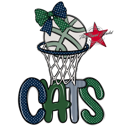 Cats Basketball Spirit Design-Navy & Green