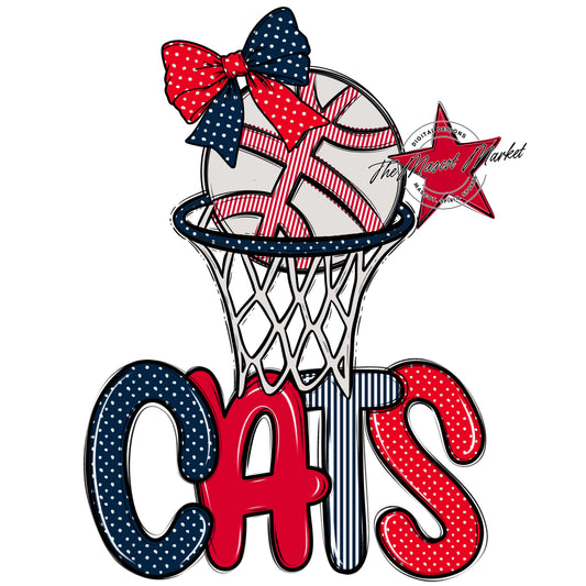 Cats Basketball Spirit Design-Navy & Red