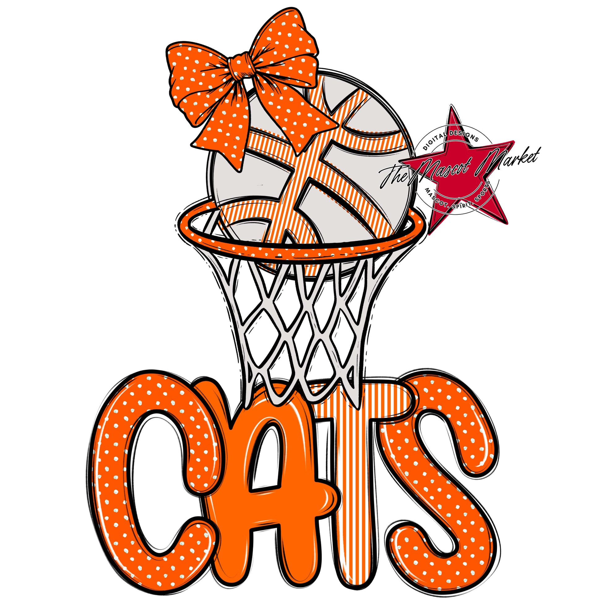 Cats Basketball Spirit Design-Orange