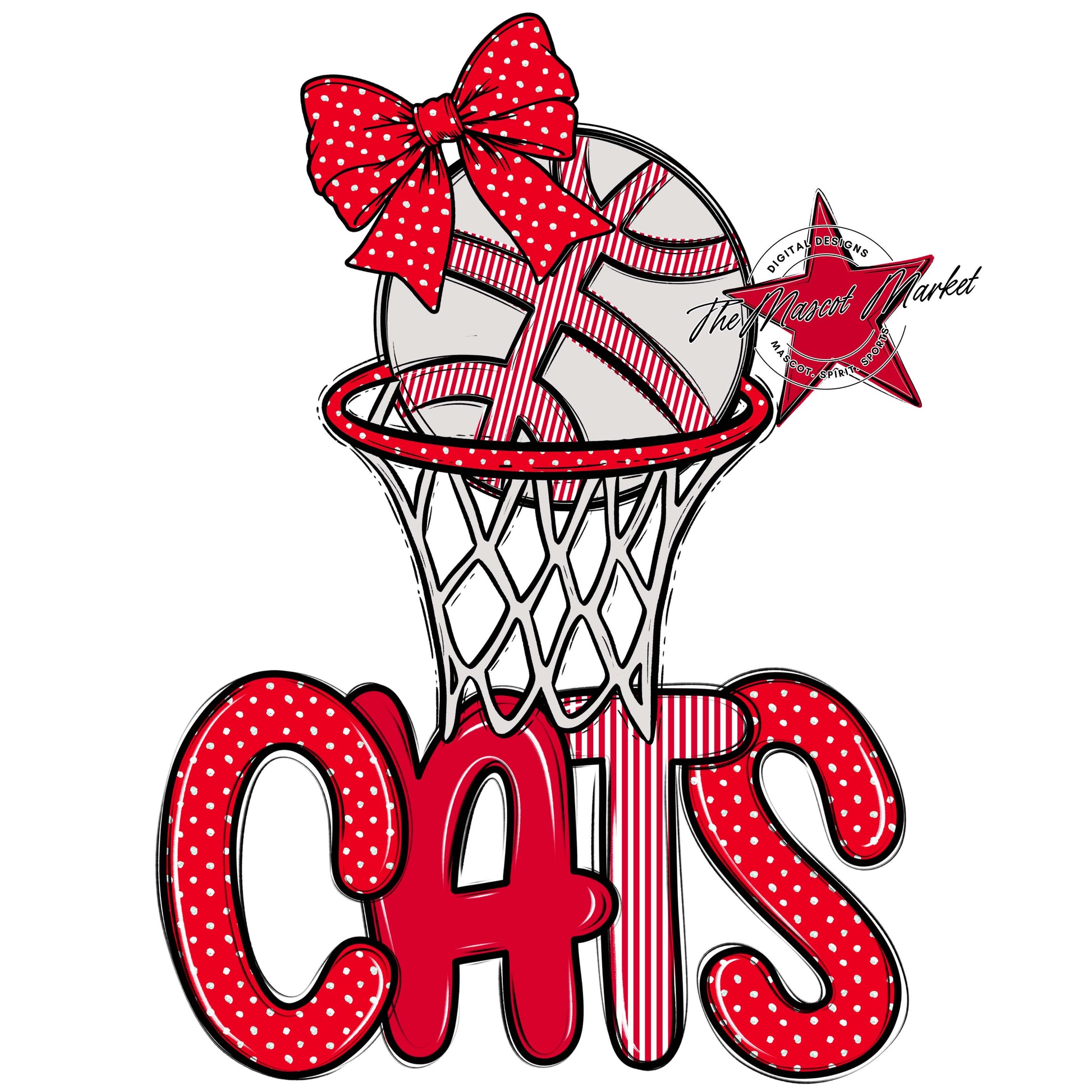 Cats Basketball Spirit Design-Red
