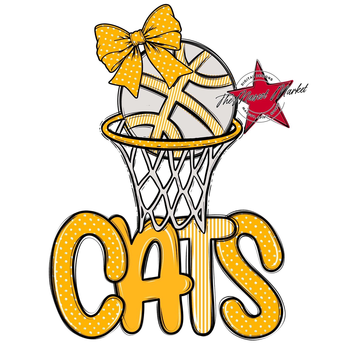 Cats Basketball Spirit Design-Yellow