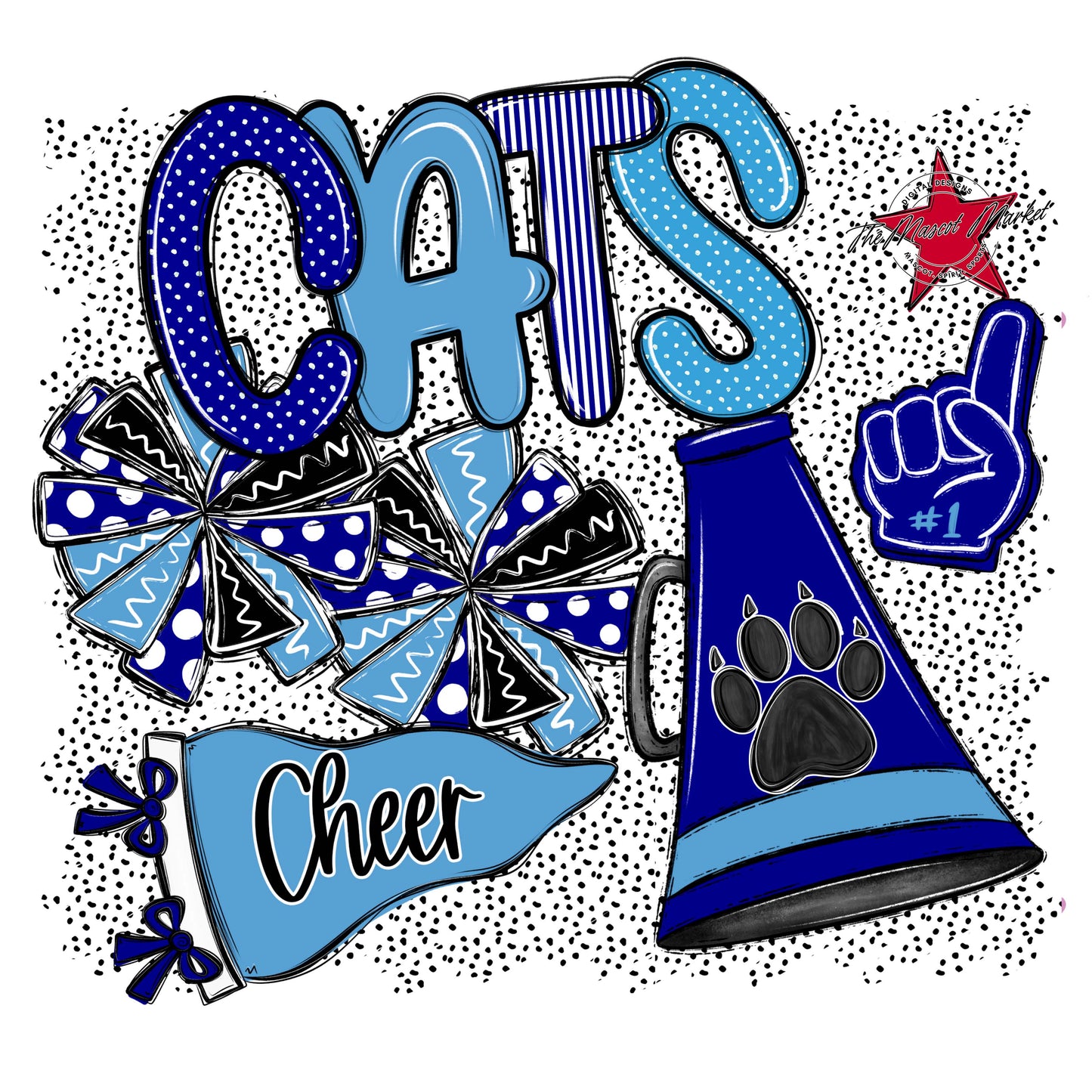 Cats Cheer Spirit-Blue & Carolina Blue
