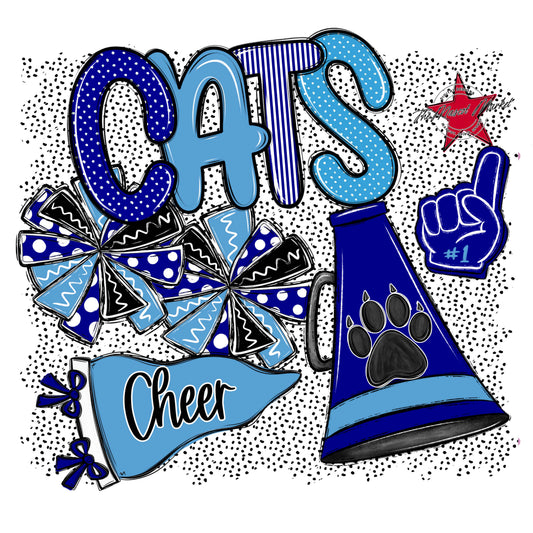 Cats Cheer Spirit-Blue & Carolina Blue