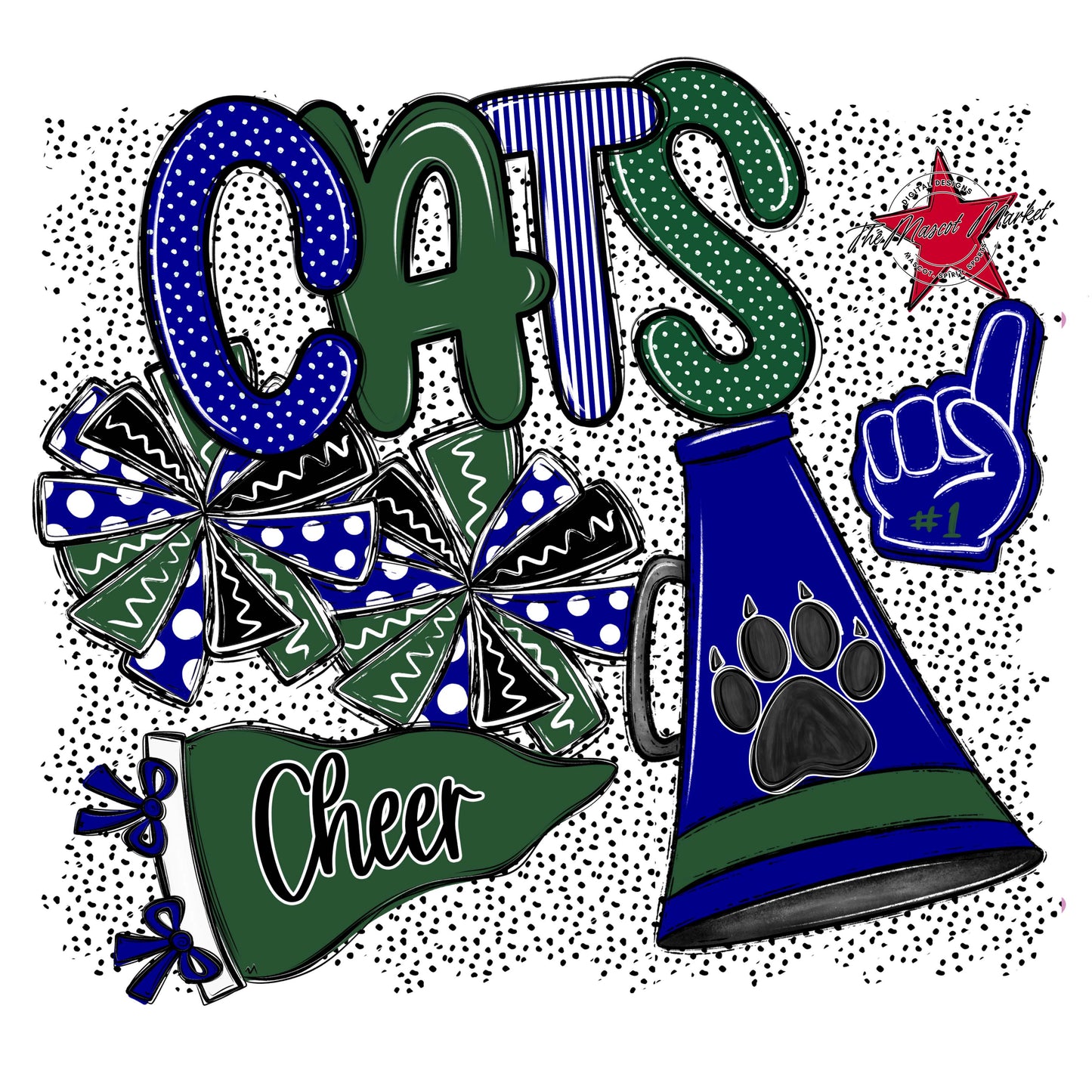 Cats Cheer Spirit-Blue & Green