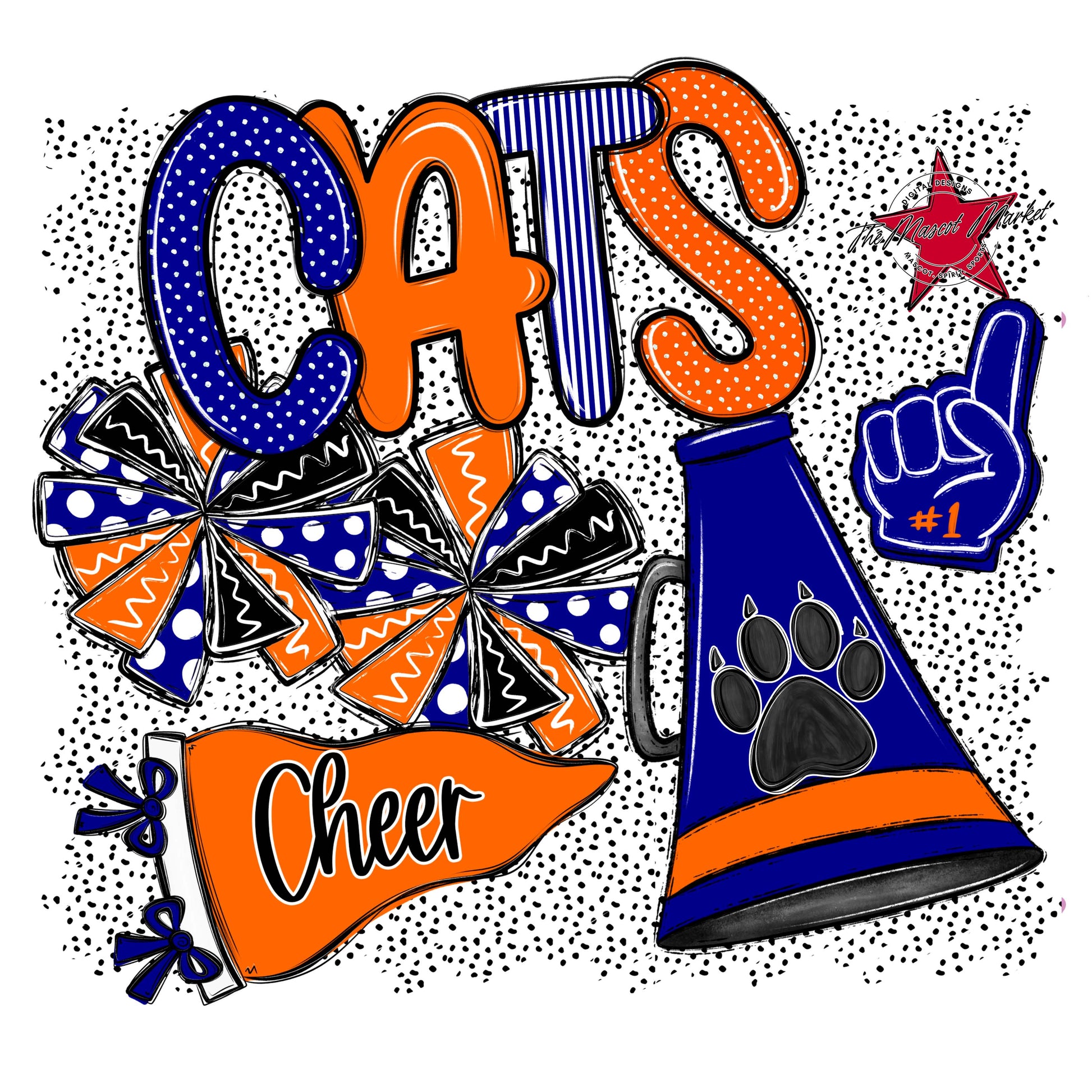 Cats Cheer Spirit-Blue & Orange