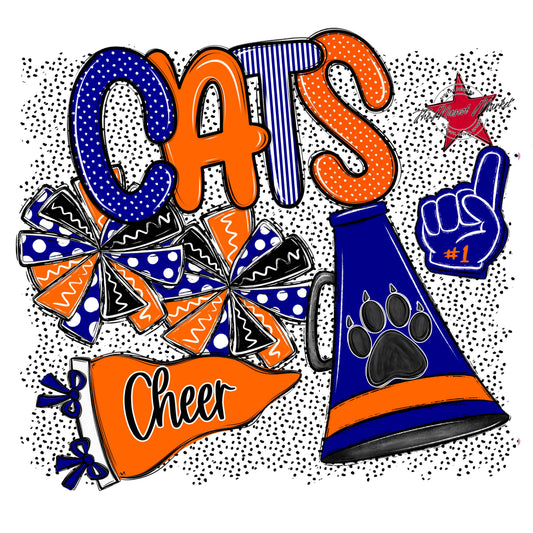 Cats Cheer Spirit-Blue & Orange