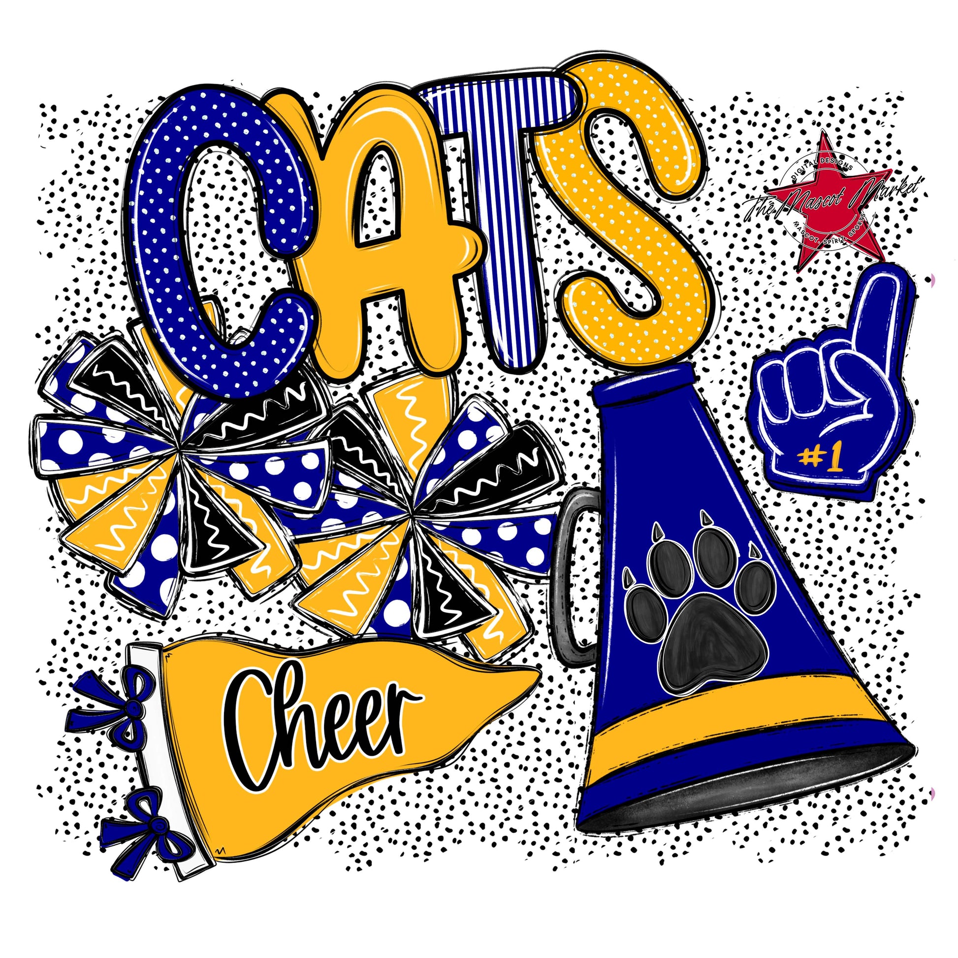 Cats Cheer Spirit-Blue & Yellow