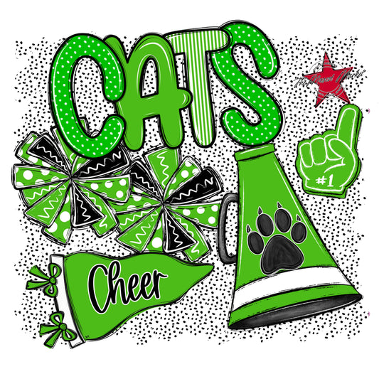 Cats Cheer Spirit-Bright Green
