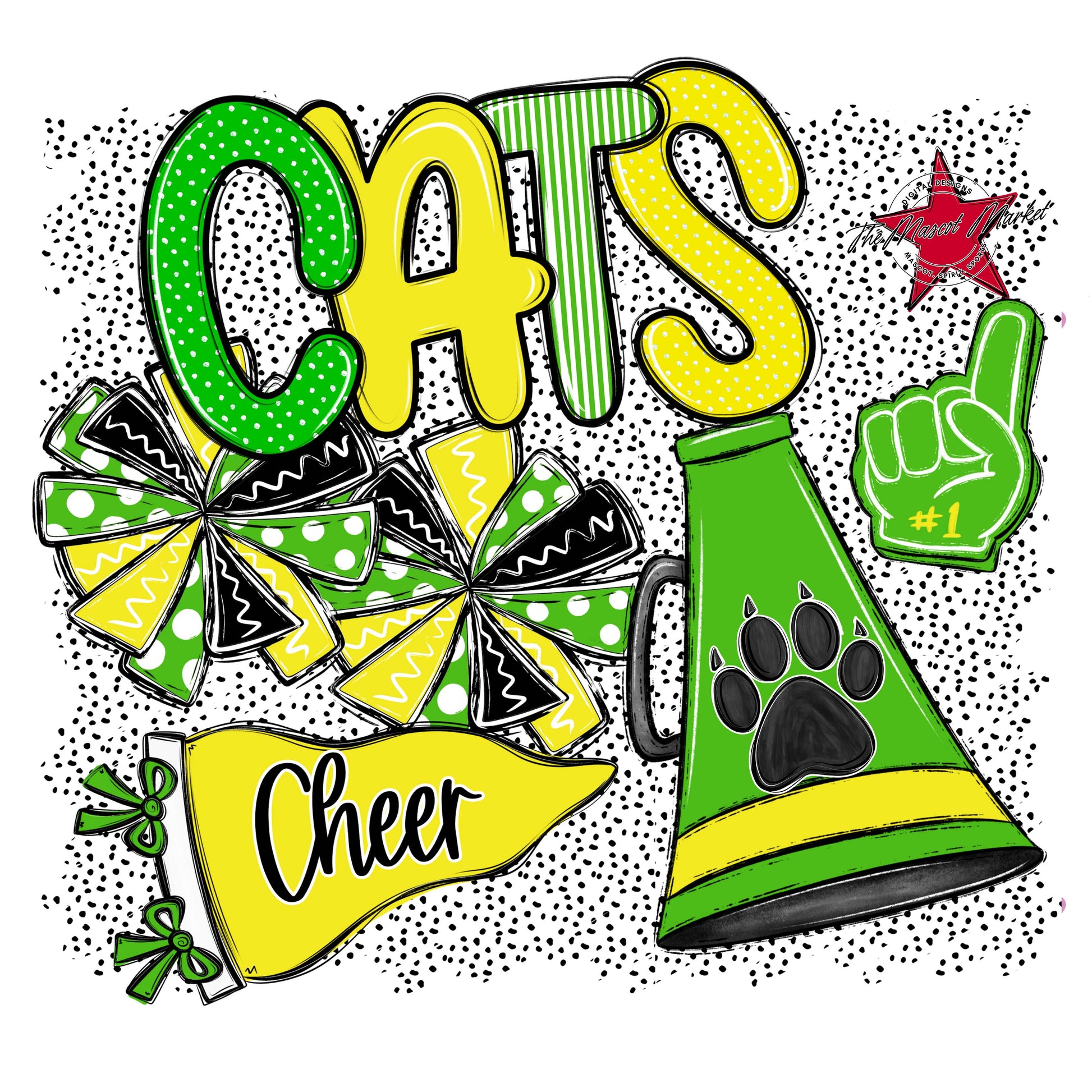 Cats Cheer Spirit-Bright Green & Bright Yellow