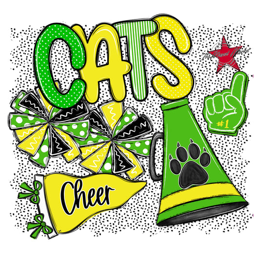 Cats Cheer Spirit-Bright Green & Bright Yellow