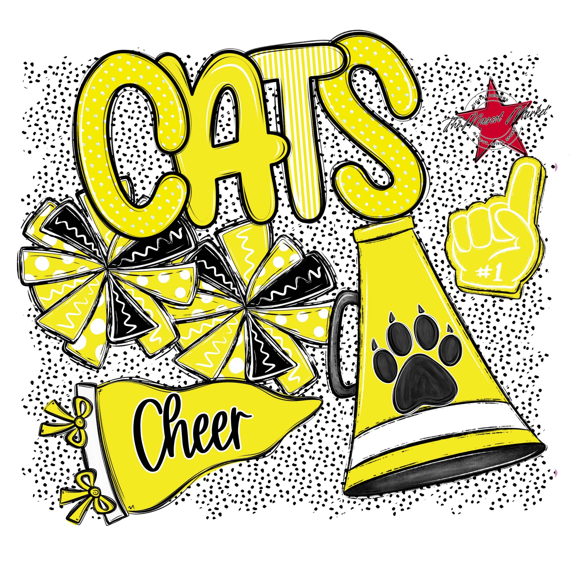 Cats Cheer Spirit-Bright Yellow