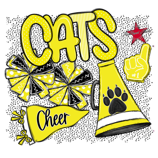 Cats Cheer Spirit-Bright Yellow
