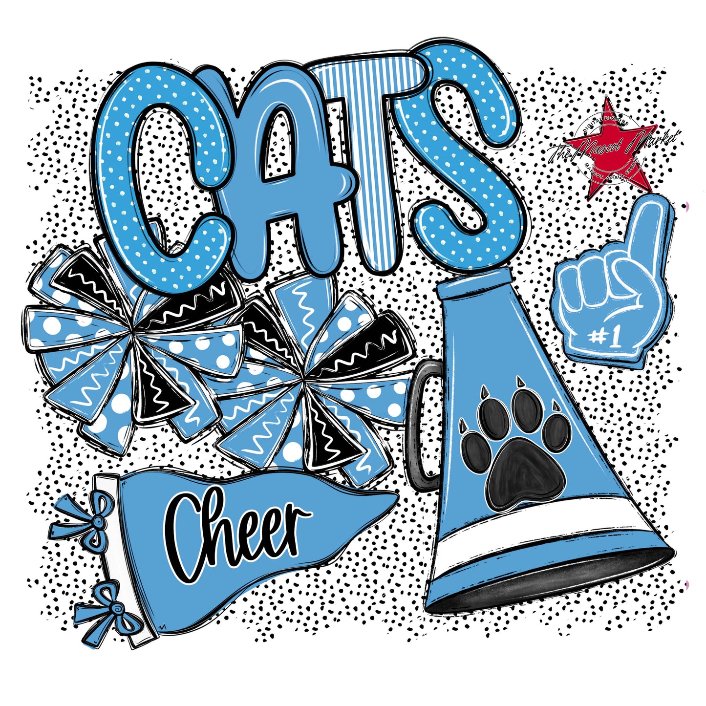 Cats Cheer Spirit-Carolina Blue