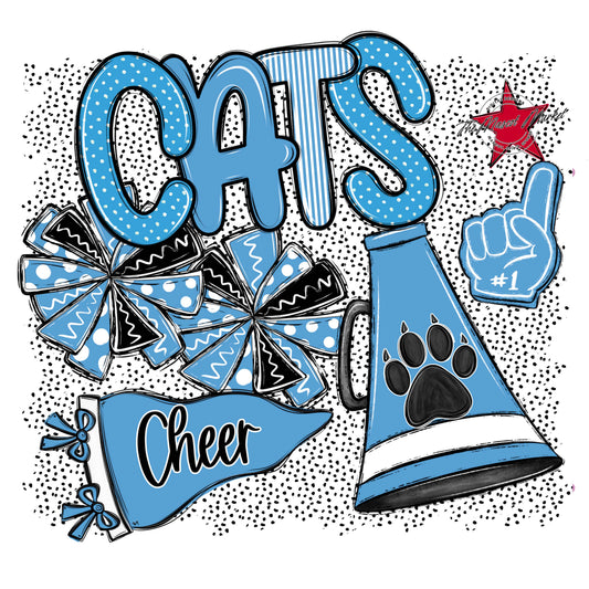 Cats Cheer Spirit-Carolina Blue