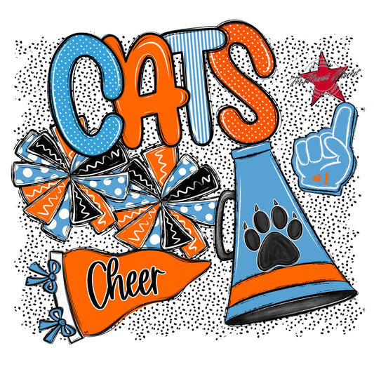 Cats Cheer Spirit-Carolina Blue & Orange