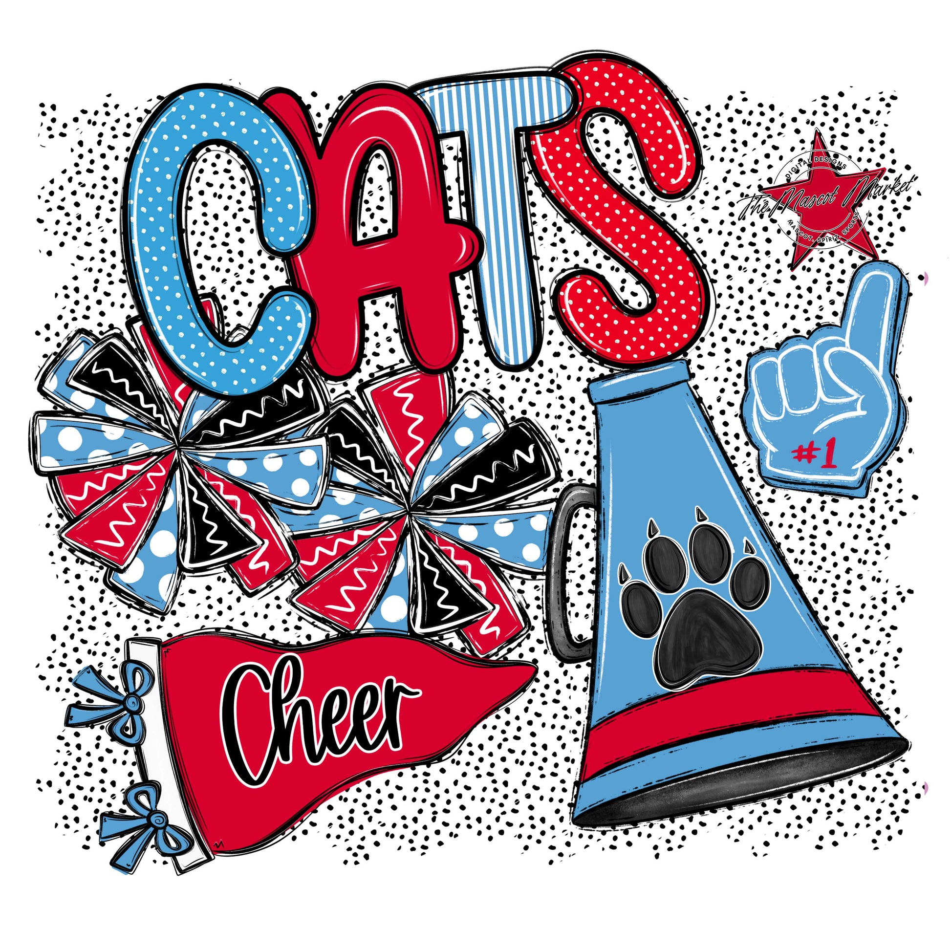 Cats Cheer Spirit-Carolina Blue & Red
